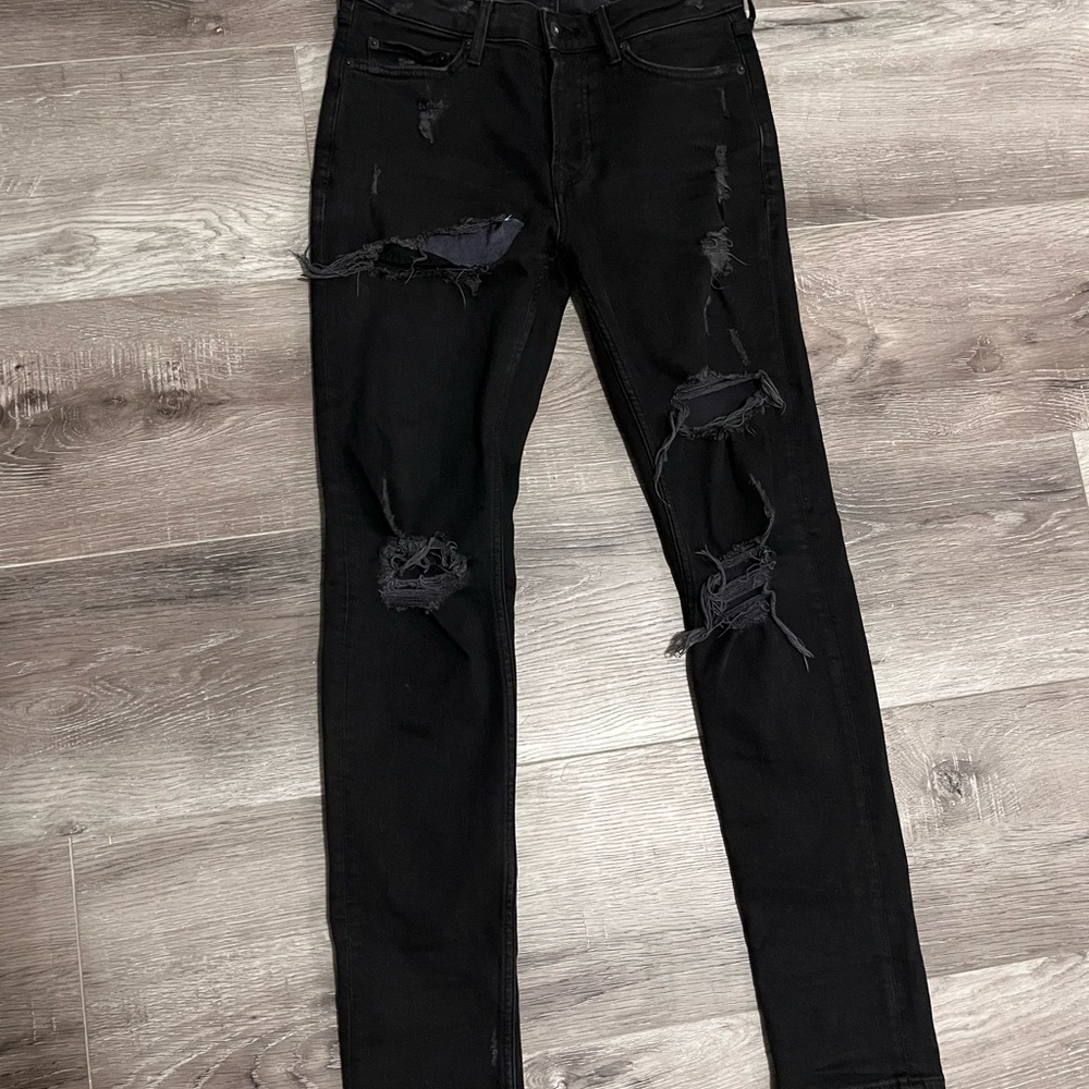 Topman Black Skinny Jeans with Distressed Details